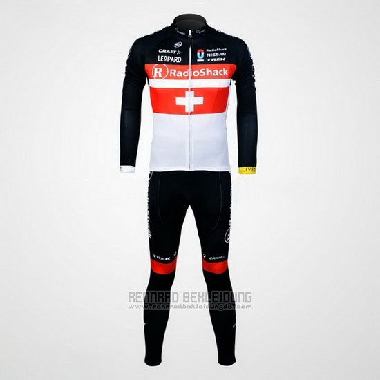 2011 Fahrradbekleidung Radioshack Champion Schweiz Trikot Langarm und Tragerhose